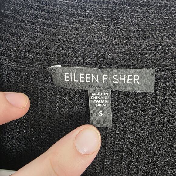 Eileen Fisher Black Silk Blend Half Sleeve Minimalist Quiet Luxury Cardigan Sz S - Picture 3 of 7